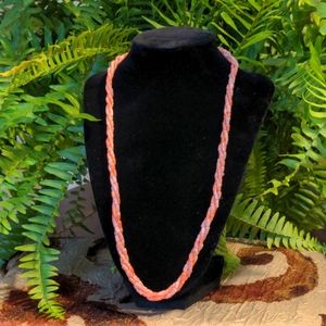 White & Coral Beaded Necklace